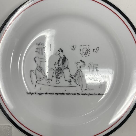The New Yorker Cheese Plates Restoration Hardware Set of 6 Cartoon Salad Wine - Picture 9 of 16